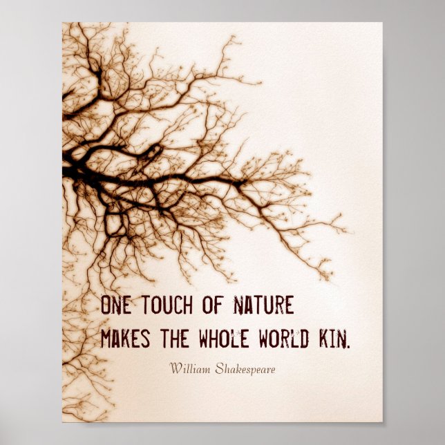 inspirational Shakespeare nature  quote in sepia Poster (Front)