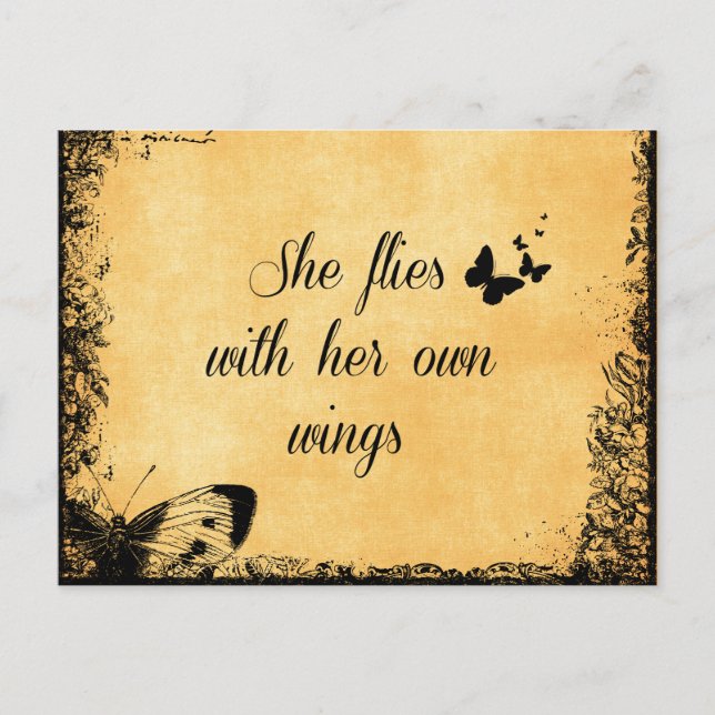 Inspirational She Flies with her own Wings Quote Postcard (Front)