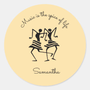 Inspirational, silhouette celebration dancers classic round sticker
