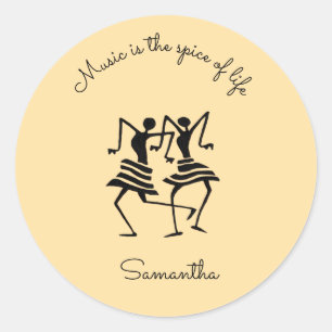 Inspirational, silhouette celebration dancers classic round sticker