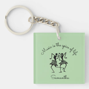 Inspirational, silhouette celebration dancers key ring