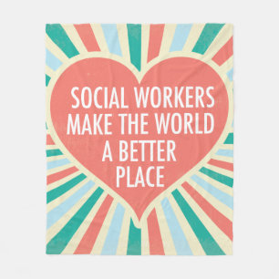 Inspirational Social Work Quote Heart Retro Colour Fleece Blanket