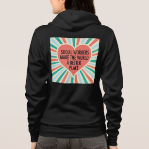 Inspirational Social Work Quote Heart Retro Colour Hoodie