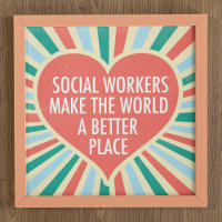 Inspirational Social Work Quote Heart Retro Colour