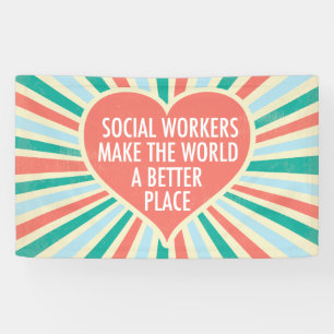 Inspirational Social Work Quote Heart Retro Party Banner