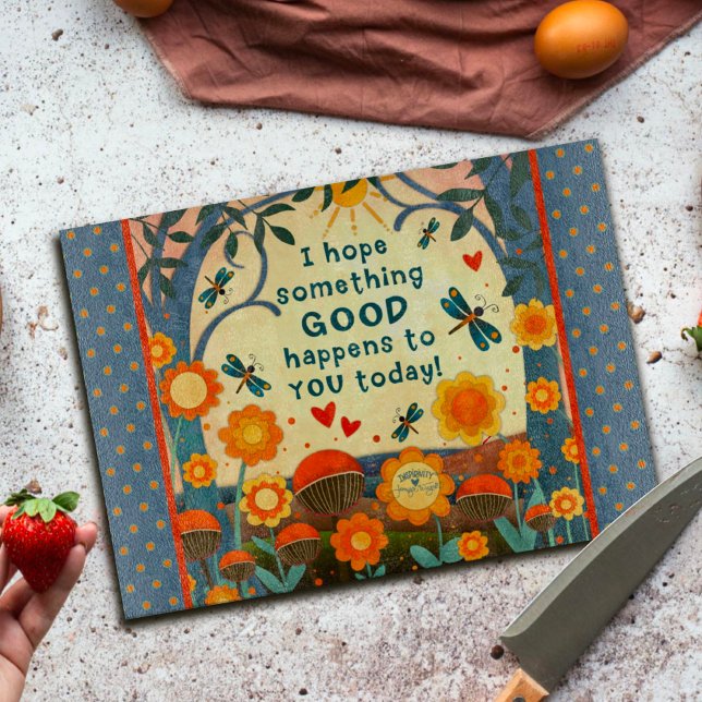 Inspirational Something Good Quote Floral Orange Cutting Board (Creator Uploaded)