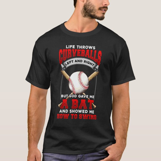 Inspirational Sports Quote Christian Baseball Play T-Shirt (Front)