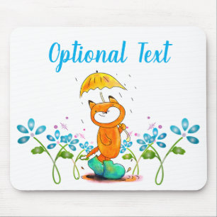 Inspirational Spring Fox with Umbrella Mouse Pad