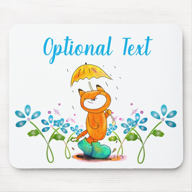 Inspirational Spring Fox with Umbrella Mouse Pad (Front)