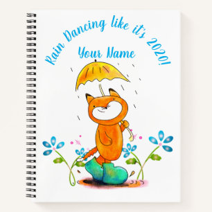 Inspirational Spring Fox with Umbrella Notebook