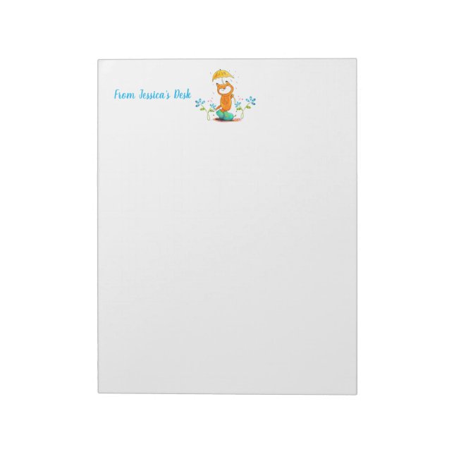 Inspirational Spring Fox with Umbrella Notepad (Rotated)