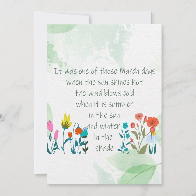 Inspirational Spring Quote Poem Charles Dickens   Card (Front)