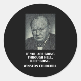 Inspirational Stoic Quote By Winston Churchill  Classic Round Sticker