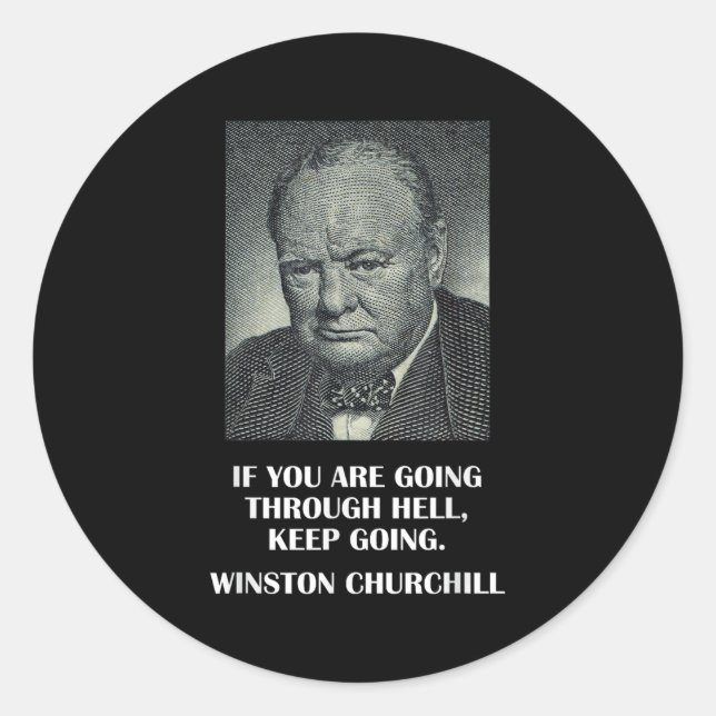 Inspirational Stoic Quote By Winston Churchill  Classic Round Sticker (Front)
