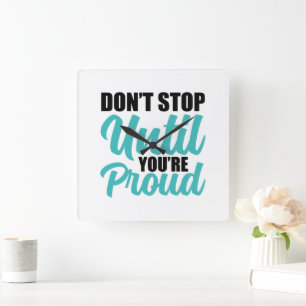 Inspirational Success and Hustle Typography Square Wall Clock