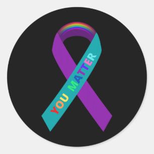 Inspirational Suicide Awareness Ribbon For Lgbtq C Classic Round Sticker