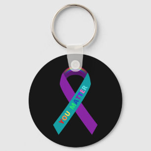 Inspirational Suicide Awareness Ribbon For Lgbtq C Key Ring