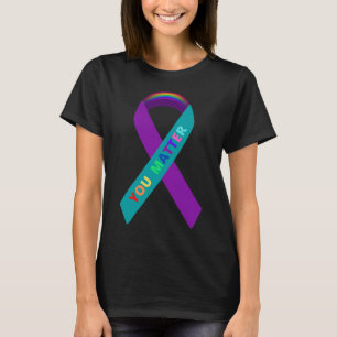 Inspirational Suicide Awareness Ribbon For Lgbtq C T-Shirt