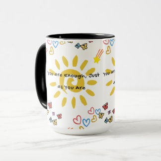 Inspirational Sun & Butterflies Doodle Pattern Com Mug