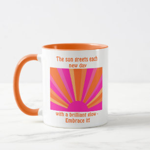 Inspirational Sun Rays, Hot Pink Orange and Yellow Mug