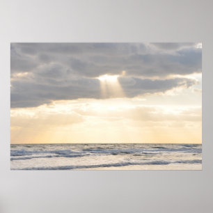 Inspirational Sun Rays Parting Clouds Poster