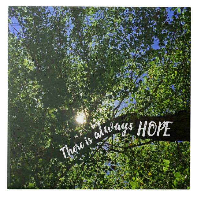Inspirational Sun Rising Tree There is Always Hope Ceramic Tile (Front)