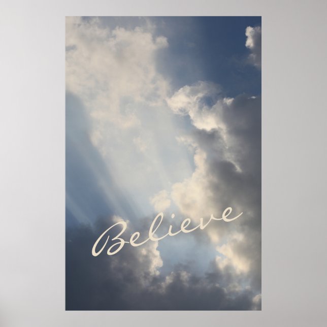 Inspirational Sunbeams Blue Sky Poster (Front)
