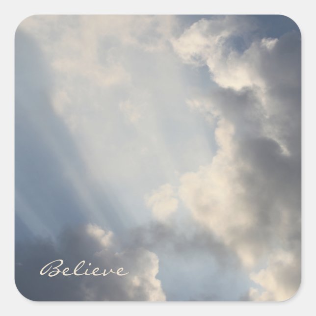 Inspirational Sunbeams Blue Sky  Square Sticker (Front)