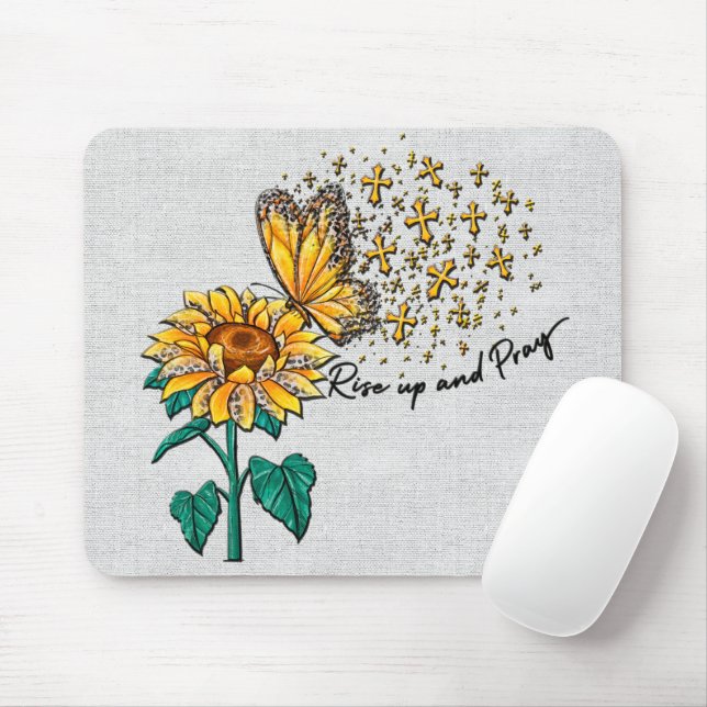 Inspirational Sunflower Butterfly Scripture Mouse Pad (With Mouse)