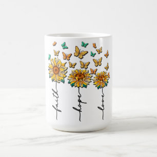 Inspirational Sunflower/Butterfly Sublimation Coffee Mug