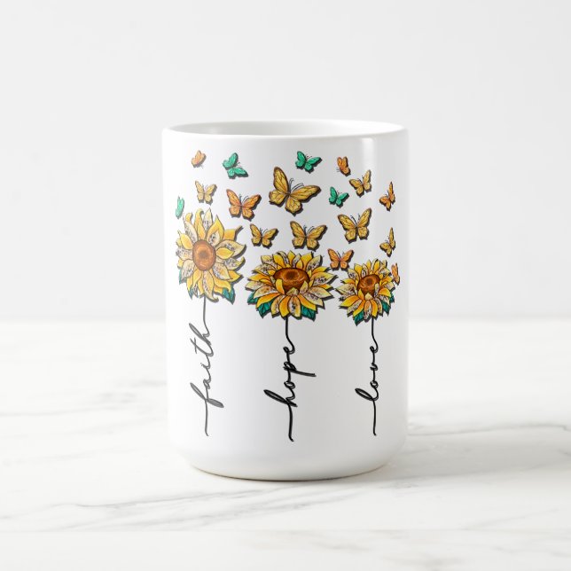 Inspirational Sunflower/Butterfly Sublimation Coffee Mug (Center)
