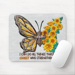 Inspirational Sunflower/Cross/Butterfly  Mouse Pad