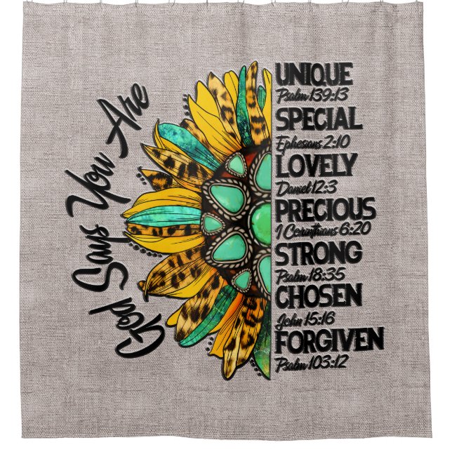 Inspirational Sunflower Scripture/Sublimation Shower Curtain (Front)