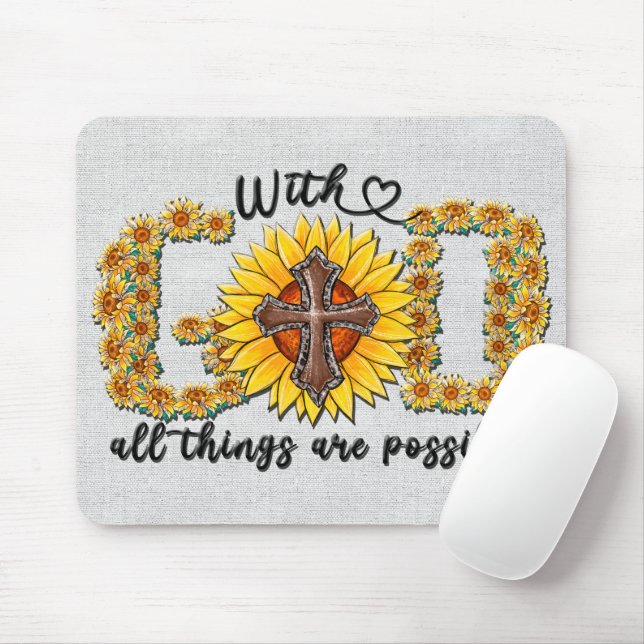 Inspirational Sunflower Sublimation/Scripture Mouse Pad (With Mouse)