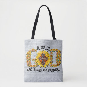 Inspirational Sunflower Sublimation/Scripture Tote Bag