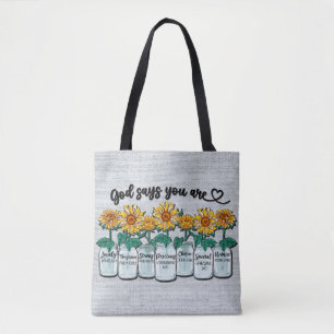 Inspirational Sunflower Sublimation/Scripture Tote Bag