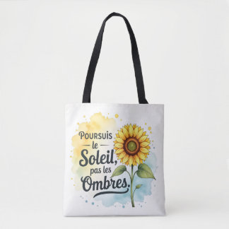 Inspirational Sunflower Tote Bag – Quote 'Chase