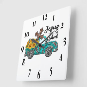 Inspirational Sunflower/Truck  Sublimation Square Wall Clock
