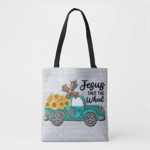 Inspirational Sunflower/Truck Sublimation Tote Bag