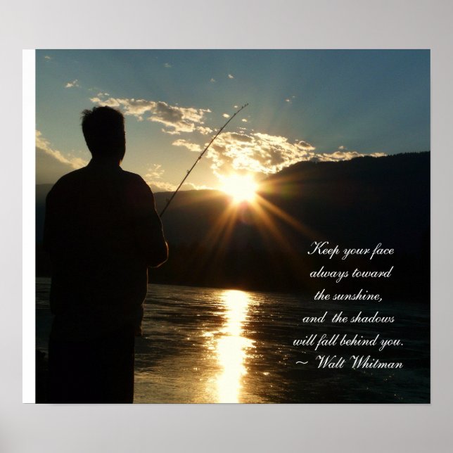 Inspirational Sunset  Fishing Silhouette Poster (Front)