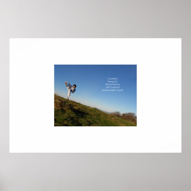 Inspirational taekwondo poster for kids tenets (Front)