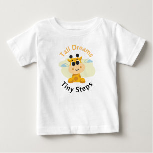 Inspirational "Tall Dreams, Tiny Steps" Cute Giraf Baby T-Shirt