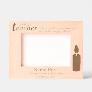 Inspirational Teacher Candle and Custom Name, Text Etched Frames