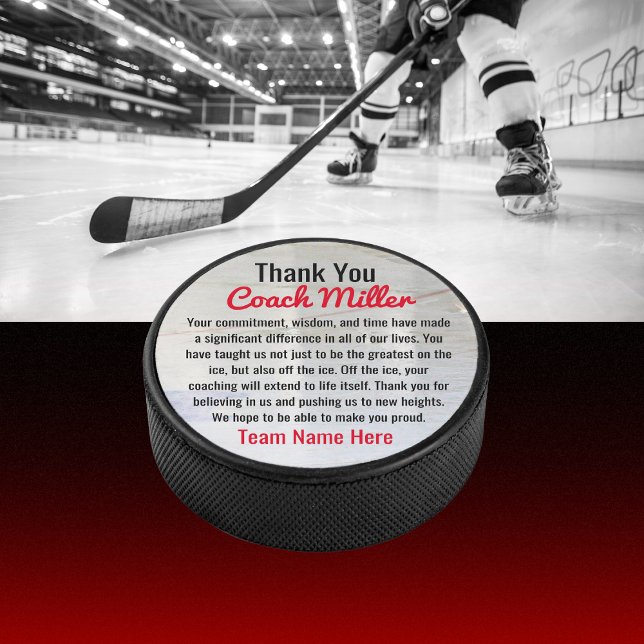 Inspirational Thank You Coach On Ice Hockey Rink  Puck (Creator Uploaded)