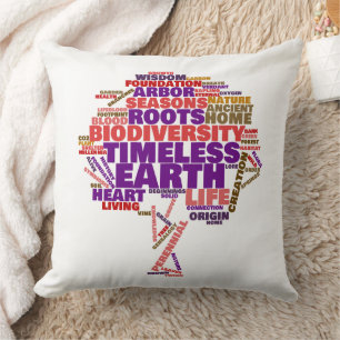 Inspirational Tree of Life Tag Cloud Cushion