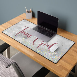 Inspirational Trust God Quote Desk Mat