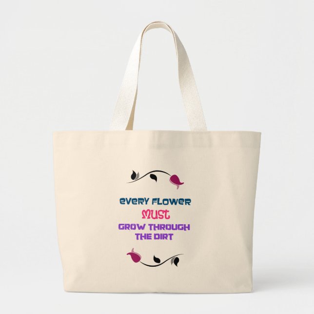 Inspirational Typography Quote For Gardeners Large Tote Bag (Front)