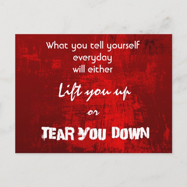 Inspirational Typography Quote on Self-Esteem Postcard (Front)