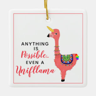 Inspirational Unicorn Flamingo Llama Unifllama Ceramic Ornament