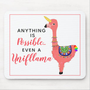 Inspirational Unicorn Flamingo Llama   Unifllama Mouse Pad